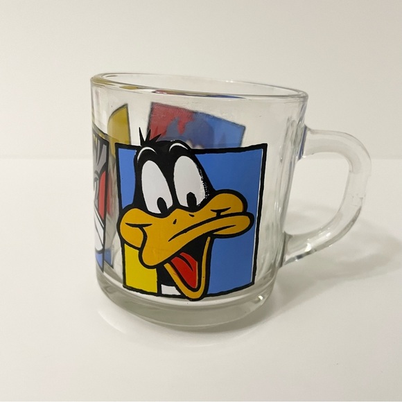 1994 Looney Tunes Bugs Bunny Daffy Duck Tazmanian Devil Clear Glass Cup Mug - Picture 16 of 16